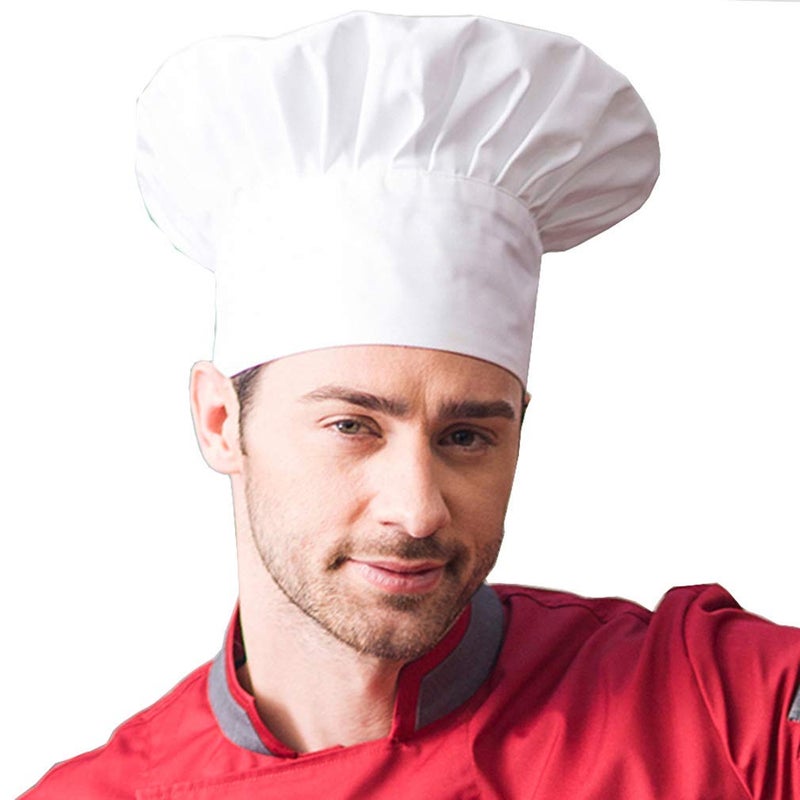Hyzrz Chef Hat Adult Adjustable Elastic Baker Kitchen Cooking Chef Cap (White) - Image 3